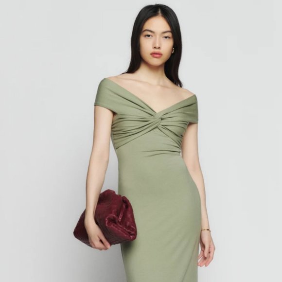 Reformation Toulon Knit Dress Size Medium Sage Artichoke Green - Picture 1 of 4